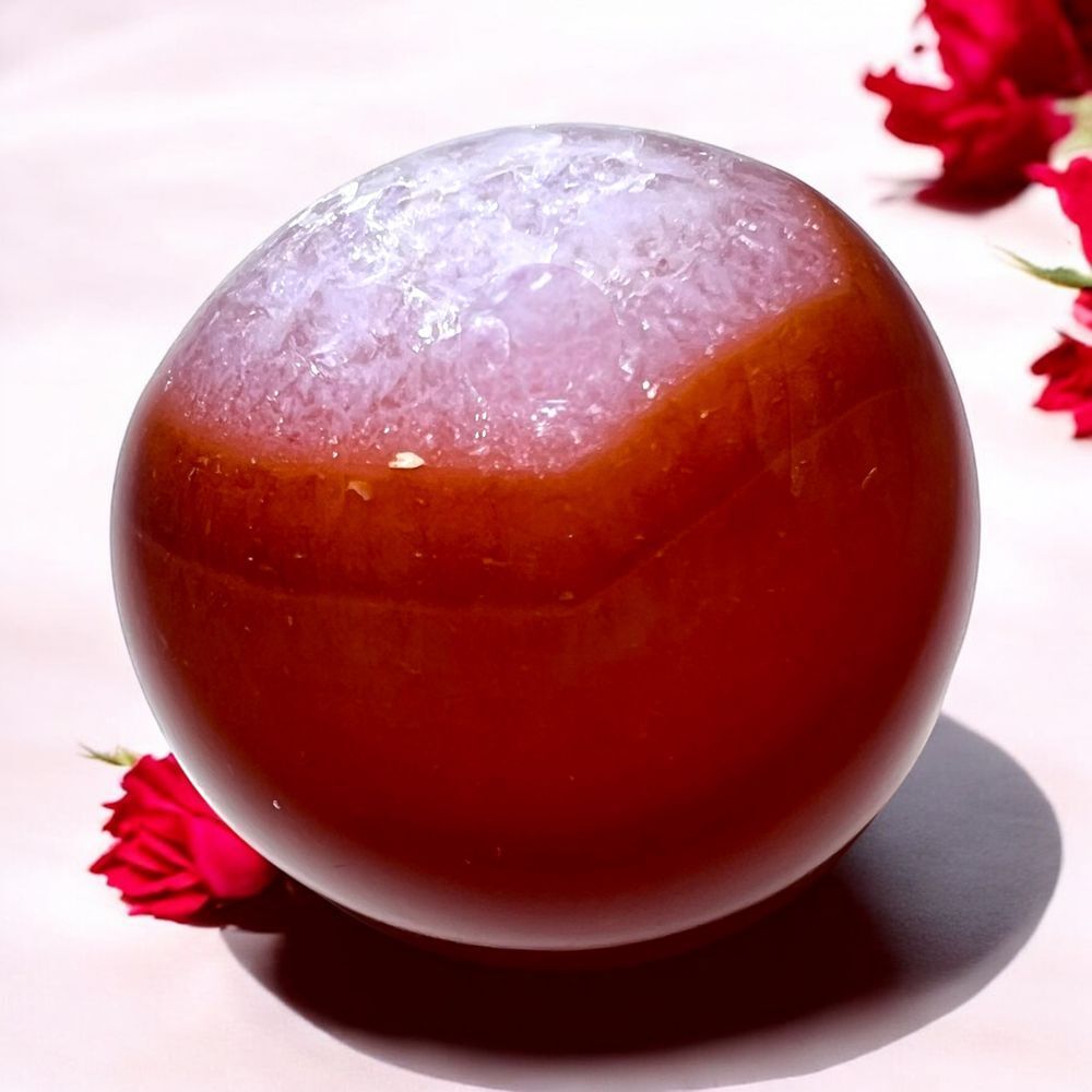 Carnelian Agate Crystal‎ Marble Sphere